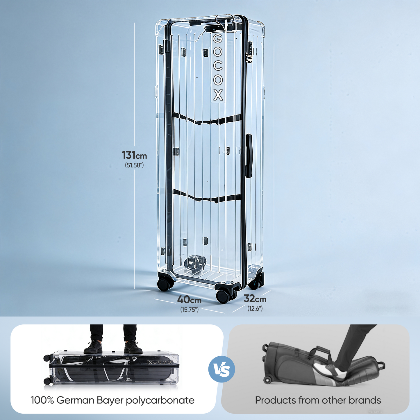 Hard Golf Travel Case 4 Wheels Transparent Black