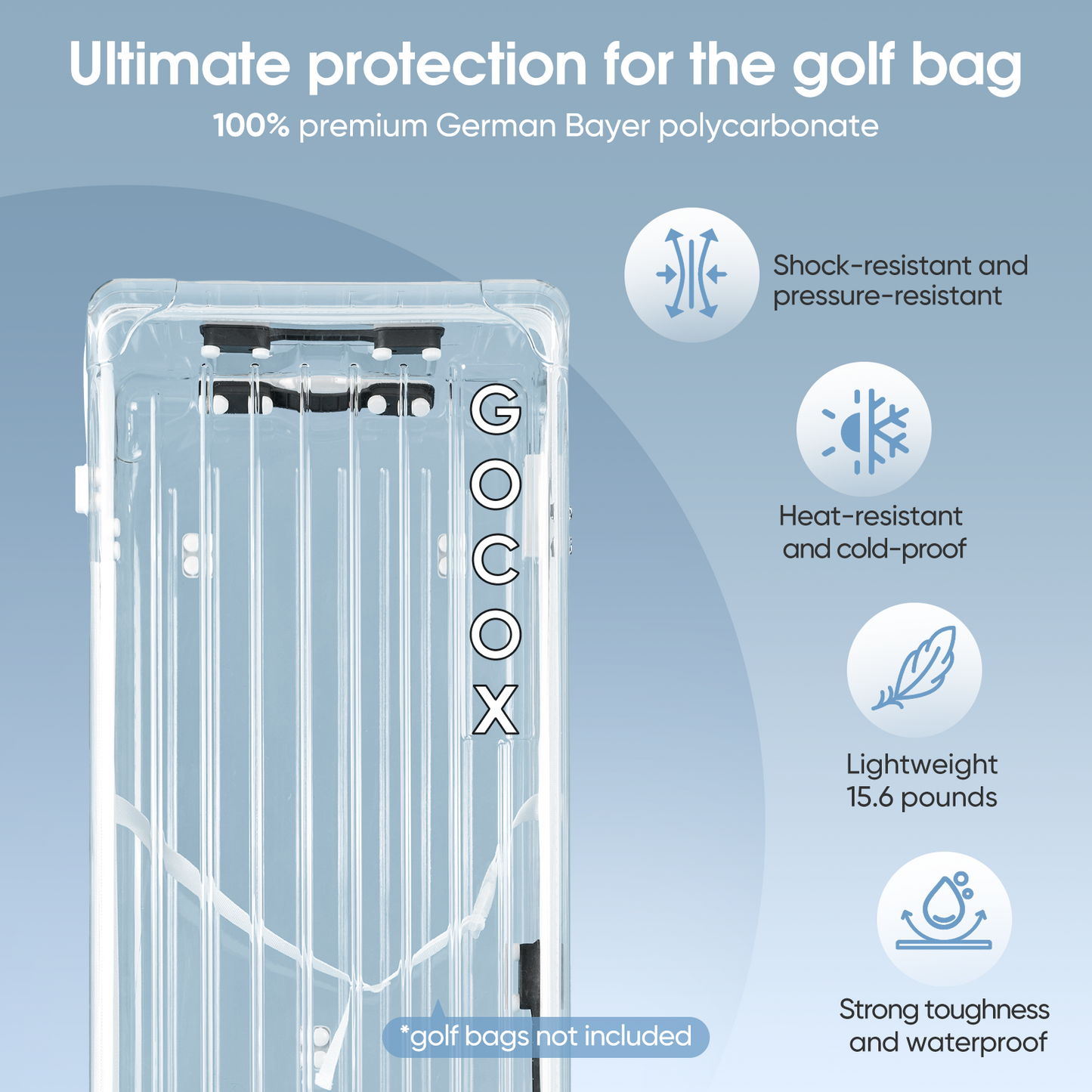 Hard Golf Travel Case 4 Wheels Transparent White (order) 