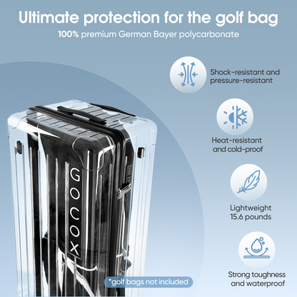 Hard Golf Travel Case 4 Wheels Transparent Black