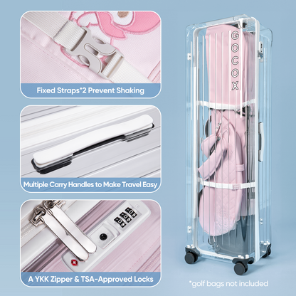 Hard Golf Travel Case 4 Wheels Transparent White (order) 
