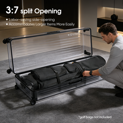 Hard Golf Travel Case 4 Wheels Transparent Black
